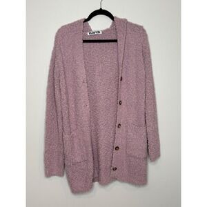 One Eleven North Mauve Popcorn Knit Hooded Cardigan Sweater Womens Medium